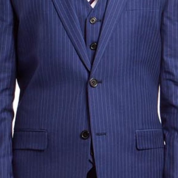 Blue Pinstripe 3pc Suit by Demantie - Picture 3 of 3